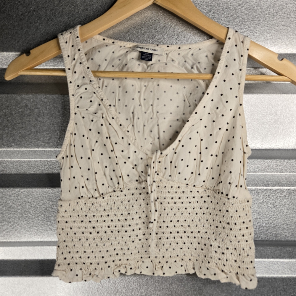 American Eagle Tank – Black & White Polka Dot – XXS